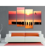Multi-canvas 4x Ocean sunset